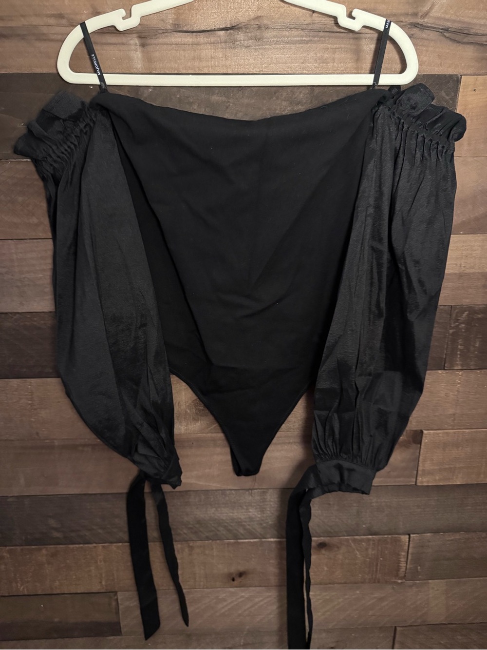 MAJORELLE Black Off-Shoulder Long Sleeve Bodysuit